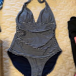 Navy Striped Gap One Piece Swimsuit